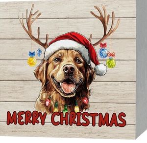 lot 1198458 image: Festive Golden Retriever Christmas Canvas Print - Retail $24