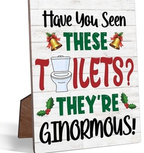 lot 1198460 image: Christmas Bathroom Humor Wall Sign 4 pack - Retail $15