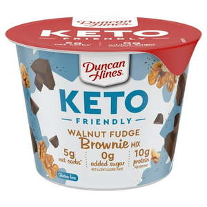 lot 1198487 image: x2 Duncan Hines Keto Friendly Cake Cup Walnut Brownie Mix  2.5 oz Best By September 2024 - Retail $19