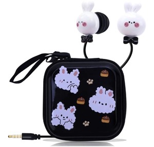 lot 1198494 image: Cute Rabbit Earbuds for Kids, Kid Size Wired Earbud & in-Ear Headphones with Microphone and Lovely Earphones Storage Case Gifts for School Girls and Boys - Retail $15