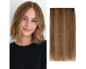lot 1198496 image: S-noilite Clip in Hair Extensions for Short Hair - 100% Real Human Hairpieces for Women With Thinning Hair - 1PCS 2 Clips, 8g, 4Inch, Dark Blonde - Retail $16