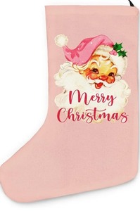 lot 1198512 image: 16 Inches Vintage Santa Pink Christmas Stockings, Pink Christmas Stockings, Vintage Santa Decor, Xmas Stockings, Christmas Socks Decoration, Pink Christmas Decorations - Retail $11