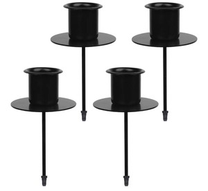 lot 1198514 image: 4 Pcs Iron Plate Candle Holder,Decorative Iron Pillar Candle Plate,5cm Pedestal Candle Stand for Candles, Incense Cones, Spa, Weddings Table Centerpiece Mantel Decorations (Black) - Retail $9