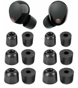 lot 1198530 image: 6 Pairs WF-1000XM5 Memory Foam Tips, Replacement SML Cancel Noise Fit in Case Comfortable No Silicone Pain Ear Tips Eartips Compatible with Sony WF-1000XM4 WF-1000XM5 - Foam Black - Retail $8