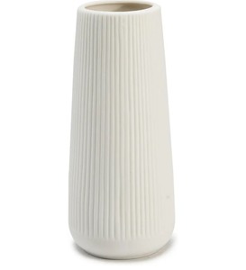 lot 1198532 image: Ceramic Vase for Flowers,White Ribbed Ceramic Vase for Home Decor, Nordic Minimalist Vase for Pampas Grass, Flower Vases for Kitchen, Living Room, Bedroom, Office, Shelf Table Centerpiece - Retail $13