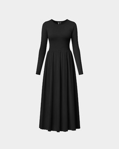 lot 1198533 image: OQQ Womens Long Sleeve Mixi Dress Ribbed Crew Neck Going Out Casual Long Dresses Black Large - Retail $20
