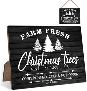 lot 1198537 image: Farm Fresh Christmas Trees Farmhouse Decor - 5 X 7 Hanging Signs, Wall Decor for Merry Christmas, Rustic Home Decor - Retail $11