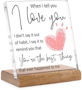 lot 1198544 image: I Love You Gifts for Her - Christmas Anniversary Valentines Day Gifts for Girlfriend Wife - Sweetest Day Gifts for Him Husband Boyfriend Birthday Wedding Gifts for Couple I Miss You Plaque - Retail $9