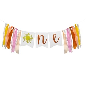 lot 1198567 image: You Are My Sunshine High Chair Banner,First Trip Around The Sun Birthday Decoration,Boho Sunflower Party Decoration for 1st Baby Girl Boy Shower Supplies - Retail $8