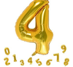 lot 1198595 image: 32 Inch Gold Number 4 Balloons Foil Ballon Digital Birthday Party Decoration Supplies (Gold Number 4 Balloon) - Retail $5