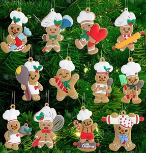 lot 1198598 image: 14pcs Gingerbread Christmas Decoration for Tree,Cooking Gingerbread Man�� Christmas Ornaments Hanging Decor �� Christmas Tree Decor Party Supplies - Retail $9