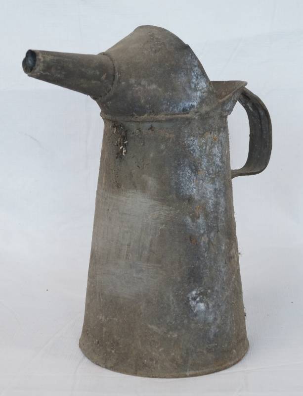 lot 1386 image: Vintage Metal Automotive Liquid Pitcher w long pouring spout