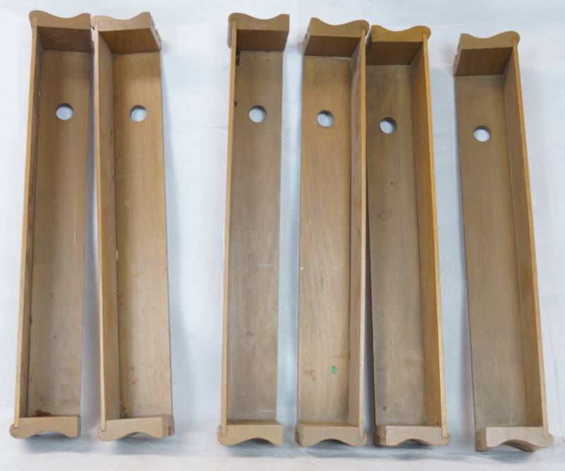 lot 1397 image: Lot of 6 Wall Shelf Brackets - Left and Right - Add a Dowel Rod to make Racks COOL
