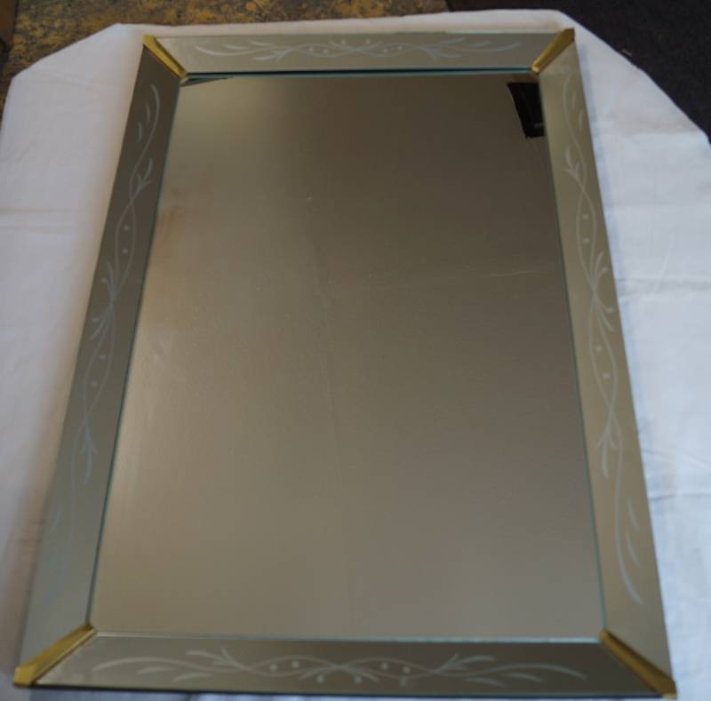 lot 3429 image: Hanging Wall Mirror - 4 X 3 - Slight Discoloration At Bottom See Pictures