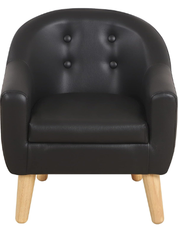 lot 8246 image: Getifun Single PVC Kids Sofa Chair, Toddler Sofa and Couch with Wooden Legs, Children Armchair for Children Gift (Black)