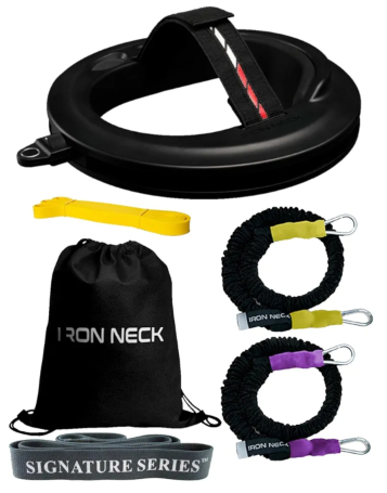 lot 9150 image: Iron Neck 3.0 Neck Strength Training Device with StrengthRehab Kits with Resistance Bands and Power Band  Neck Exercise, Stretches, and Posture  Relieve Back and Neck Pain and Signature Series Band