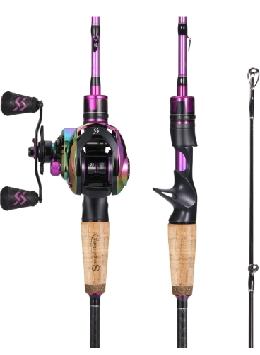 lot 1892 image: Sougayilang Fishing Rod Reel Combos, Medium Heavy 6 Spinning &amp Casting Rod with Stainless Steel Guides - Two Pieces