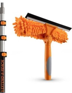 lot 5009 image: 4-12 ft Window Washing Kit with Extension Pole (20 Foot Reach)  Window Cleaning Tool & Window Washer Squeegee with Telescopic Extension Pole  Best Indoor Outdoor Window Washing Equipment