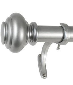 lot 5013 image: Decopolitan 1-Inch Urn Single Window Treatment Rod Set, 72 to 144-Inch, Antique Silver