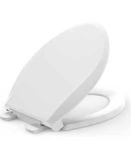 lot 5019 image: K-4639-RL-0 Round Toilet Seat Replacement for KOHLER 4639-RL-0 Round-Front Toilet Seat, Quiet-Close Lid and Seat, Countoured Seat, Bumpers and Installation Hardware, White