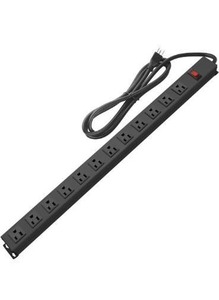 lot 5020 image: HHSOET Aluminum Wall Mount Power Strip - 12 AC Outlets, 15 FT Cord, 15A 125V Switch