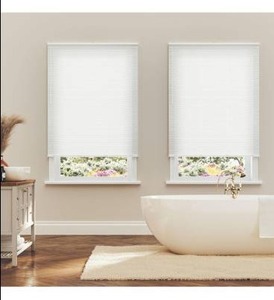 lot 5023 image: Cordless Light Filtering Mini Blind - 30 W x 64 L - White, Over 400 Custom Sizes Starting at 15.99, 1 Vinyl Slats, Smooth Lift Operation, Horizontal Shades for Indoor Windows by Lumino
