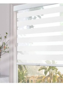 lot 5025 image: Persilux Free-Stop Cordless Zebra Blinds for Windows (35 W x 72 H, White) with Upgraded Cassette Light Filtering Dual Layers Thermal Insulated Sheer Window Shades for Home and Office