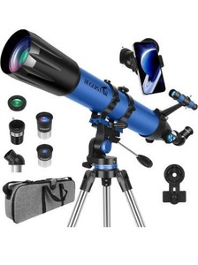 lot 5027 image: Telescope, Telescope for Adults High Powered, 90mm Aperture 800mm Professional Refractor Telescopes for Adults Astronomy Beginners with AZ Mount Stainless Tripod, Carry Bag and Moon Filter