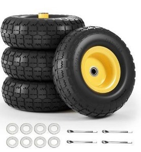 lot 5036 image: UPGRADED ��4.103.50-4 Tire and Wheel Flat Free, 10 Air Less Tires Wheels with 58 Center Bearings, 4.103.504 tires for Hand TruckTrolleyGarden Utility Wagon CartWheelbarrowGenerator, 4 Pack