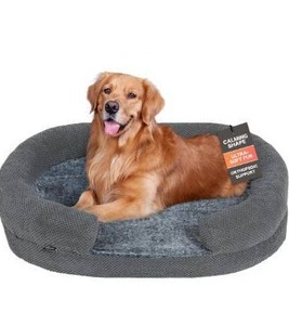lot 5041 image: Orthopedic Dog Bed for Extra Large Dogs, Egg Crate Memory Foam Fur Sofa with Comfortable Sides, Soft and Big Dog Couch Bed with Washable Removable Cover and Non-Slip Oval Bottom, 43 Grey