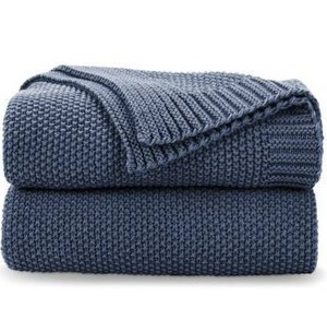 lot 5042 image: CozeCube Blue Throw Blanket for Couch, Soft Cozy Cable Knit Throw for Bed Sofa Living Room, Lightweight Warm Decorative Farmhouse Christmas Blanket, 60x80, Dusty Blue