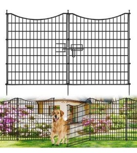lot 5043 image: 18 Panels No Dig Decorative Fence with Gate, 33 in(H) X 40.5 ft(L) Tall Garden Fence Animal Barrier, Rustproof Metal Wire Edging Border, Temporary Dog Fencing for Outdoor, Yard, Patio
