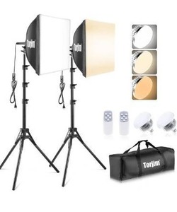 lot 5051 image: Torjim Softbox Photography Lighting Kit, 16 x 16 Professional Softbox Lighting Kit with 85W 3000-7500K LED Bulbs, Studio Lights for PhotographyVideo RecordingLive StreamingPortraits Shooting