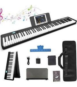 lot 063 image: FVEREY Portable Folding Piano Keyboard, 88 Key Semi Weighted Keyboards Electric Piano, Full Size Keyboard Digital Piano with Sustain Pedal, Handbag, Bluetooth, USB MIDI for Beginner, Adult