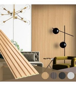 lot 5072 image: OUZUGIE WPC Acoustic Slat Wall Paneling, 8-Pack 114 x 6 Inches 3D Wall Panels for Interior Wall Decor,Living Room,TV Background,Study Room,Office Spaces,Bedroom,Low Grille (Oak)