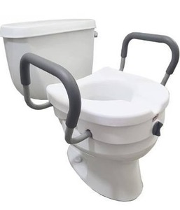 lot 5078 image: Carex E-Z Lock Raised Toilet Seat With Handles, 5 Toilet Seat Riser with Arms, Handicap Raised Toilet Seat For Seniors and Elevated Toilet Seat