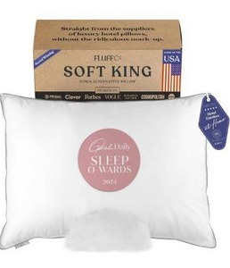 lot 5083 image: FluffCo Zen Fluff Pillows - Down Alternative - King Bed Pillow for Sleeping Made in USA - Luxury Hotel-Quality Pillow - 100% Cotton, 300 Thread Count (Soft King Size 1 Pack)