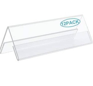 lot 5084 image: Acrylic 12 Pack Name Plates for Desks, AITEE 3x8.5 Clear Tent Name Plate Display for Office Conference, Reusable Name Tent Holder for Business Training Event