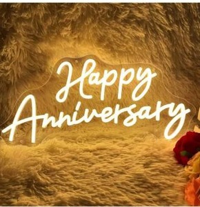 lot 5087 image: Happy Anniversary Neon Sign for Wall Decor Wedding Birthday Party Bedroom Bar Shop,Led Signs,Decoration Neon Lights for Bar Pub Christmas,Restaurant,Bedroom Wall Decor