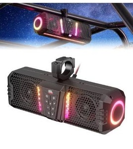 lot 099 image: KEMIMOTO Midnight 40 16-inch IP66 Waterproof UTV Sound Bar, Louder RGB 2-Speaker Audio Music Sync Multicolor Light Sound System with Bluetooth for UTV ATV Golf Cart Boat w1-2 Roll Bar, Black
