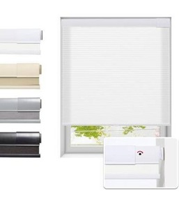 lot 5107 image: No Drill Cellular Shades for Indoor Windows, Thermal Insulating & Noise Reducing Honeycomb Blinds, Cordless Free Stop Blinds Light Filtering, White, 46 12 W x 64 H