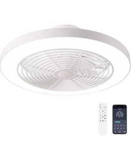 lot 5112 image: Orison Ceiling Fans with Lights, Low Profile Ceiling Fan with Lights, 6 Wind Speeds Smart Flush Mount Ceiling Fan for Bedroom, Kids Room and Living Room 19.7 (White)