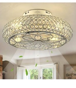 lot 5113 image: Caged Crystal Ceiling Fans with Lights, 20 Flush Mount Low Profile Ceiling Fan with Light,6 Speed Enclosed Ceiling Fan with Reversible Motor for Bedroom Kitchen Living Room