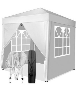 lot 5122 image: Outvita 6.5x6.5ft Pop Up Canopy Tent, Outdoor Instant Shelter Folding Canopy with 4 Side Walls and Carry Bag for Commercial Events, Party, Backyard BBQ, Camping White