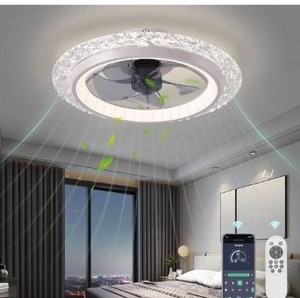 lot 5125 image: KINDLOV Modern Ceiling Fans with Lights, 19.7 Flush Mount Ceiling Fan with Dimmable Light, 6-Speed Wind for Bedroom,Living Room,Low Profile Ceiling Fan with Light,White