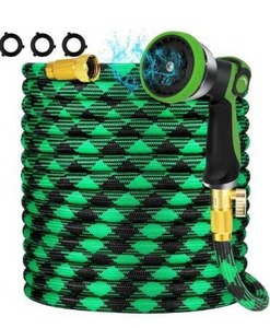 lot 5126 image: 75FT NON-EXPANDABLE Garden Hose Ultra Lightweight Hose & Flexible Water Hose with 10-Pattern Spray Nozzle- Explosion-proof, High-Strength Special Cloth Cover with 34 Brass Connector.