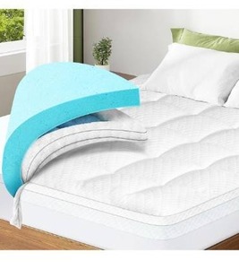 lot 5128 image: Dual Layer 3 Inch Memory Foam Mattress Topper King Size, 2 Inch Cooling Gel Memory Foam Plus 1 Inch Pillow Top Mattress Pad Cover, with 8-21 Inch Deep Pocket