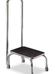 lot 5136 image: DMI Step Stool with Handle and Non Skid Rubber Platform, Lightweight and Sturdy Stool for Seniors, Adults and Children, Holds up to 300 Pounds with 9.5 Inch Step Up, 17.3D x 12.3W x 34H, Chrome