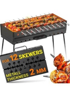 lot 5139 image: Charcoal Grill for 12 Skewers - Portable Barbecue Camp Grills Mangal Schaschlik - Foldable Metal Mangal - Kebab Shish BBQ for EDC Picnic Outdoor Cooking Camping Hiking N12