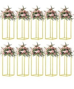 lot 5140 image: 23.6inch 10 pcs Column Vases Gold Centerpieces for Table Metal Flower Stand Gold Wedding Centerpieces for Tables Party Floral Stands for Flowers
